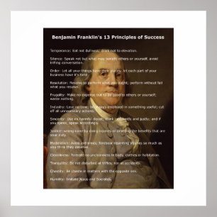 Poster Benjamin Franklin 13 Principes de réussite