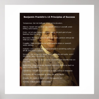 Poster Benjamin Franklin 13 Principes de réussite