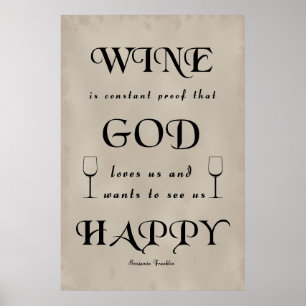 Poster Benjamin Franklin Citation sur le vin
