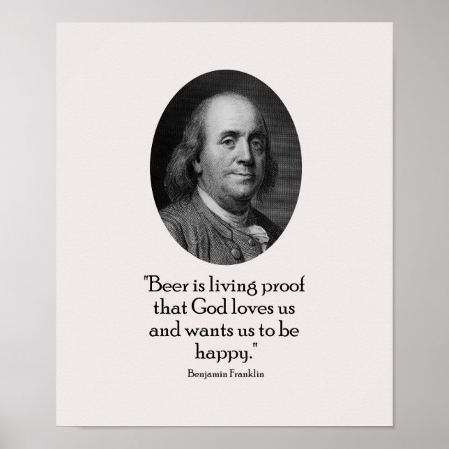 Poster Benjamin Franklin et Citation sur la bière (Devant)