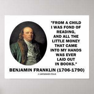 Poster Benjamin Franklin Fond De Lecture Citation D'Argen