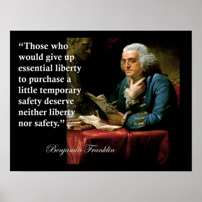 Poster Benjamin Franklin Liberty Freedom Citation Imprime (Devant)