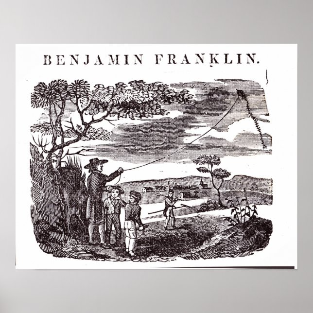 Poster Benjamin Franklin mène son expérience de cerf-vola (Devant)