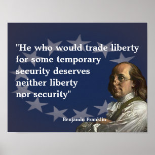 Poster Benjamin Franklin Quote on Liberty