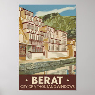 Poster Berat Albanie Illustration Voyage Art Vintage