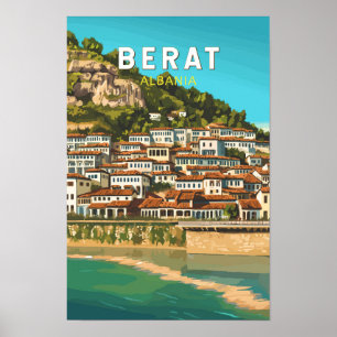 Poster Berat Albanie Travel Art Vintage