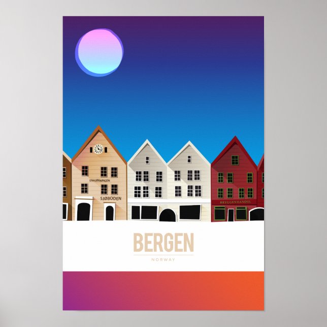 Poster Bergen, Norvège (Devant)