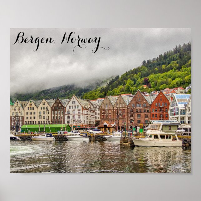 Poster Bergen Norvège Photo de voyage (Devant)