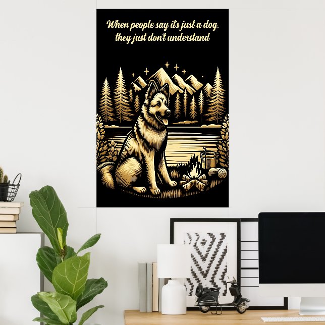 Poster Berger allemand d'or par le feu de camp (Bureau à domicile)