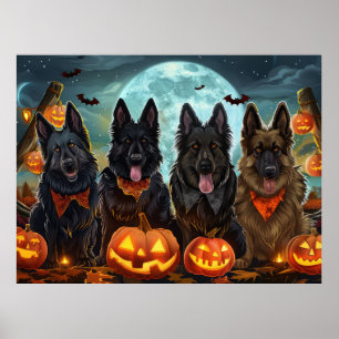 Poster Berger belge Halloween Éffrayant