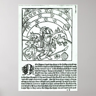 Poster Berger sous Sun, lune et étoiles