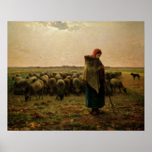 Poster Bergère avec son troupeau, 1863