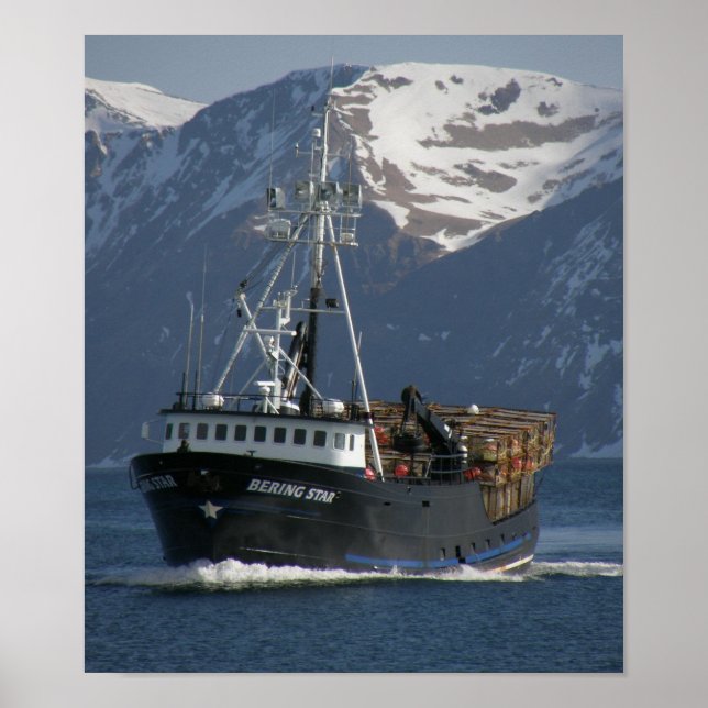 Poster Bering Star, Bateau de crabe en havre hollandais,  (Devant)