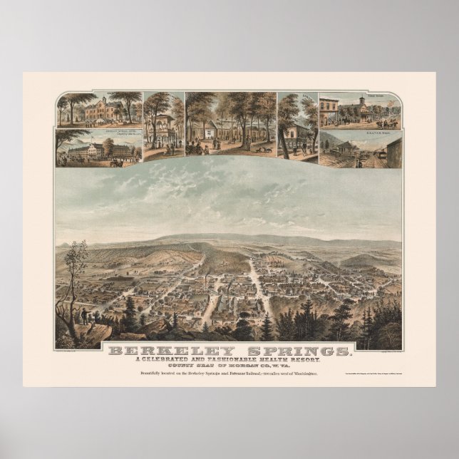 Poster Berkeley Springs, WV Panoramic Map - 1889 (Devant)