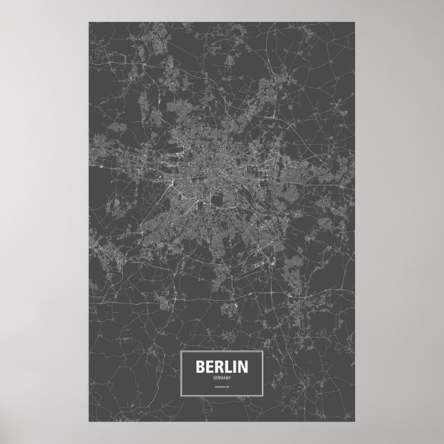 Poster Berlin, Allemagne (blanc sur noir) (Devant)