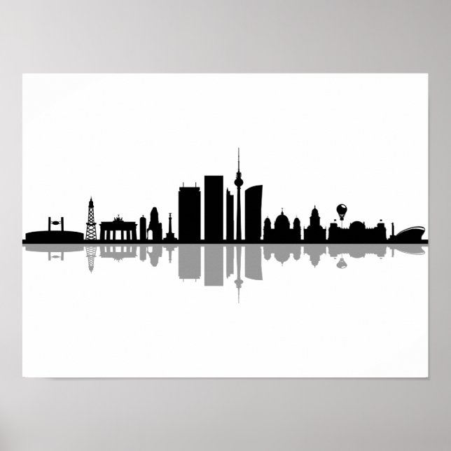 Poster BERLIN Allemagne Capitale Ville Skyline Silhouette (Devant)
