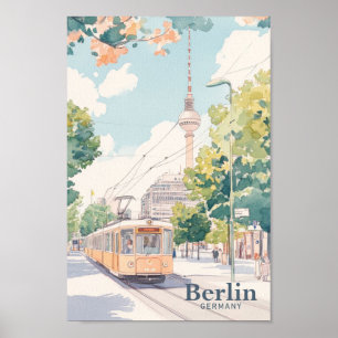 Poster Berlin Allemagne Gouache Peinture Illustration Voy