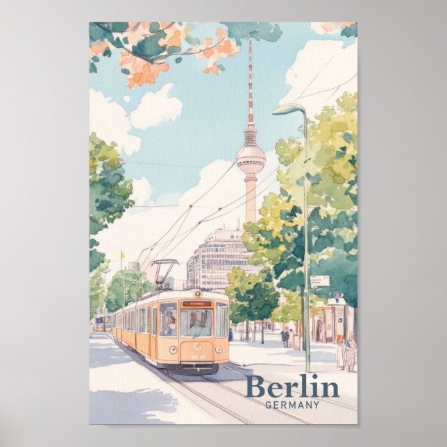 Poster Berlin Allemagne Gouache Peinture Illustration Voy (Devant)