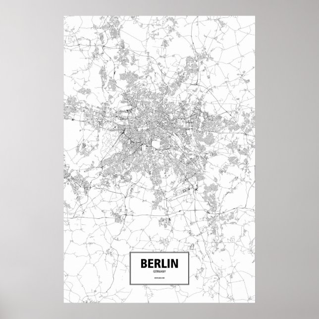 Poster Berlin, Allemagne (noir sur blanc) (Devant)