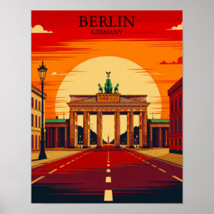 Poster Berlin Allemagne Porte de Brandebourg Art de Voyag