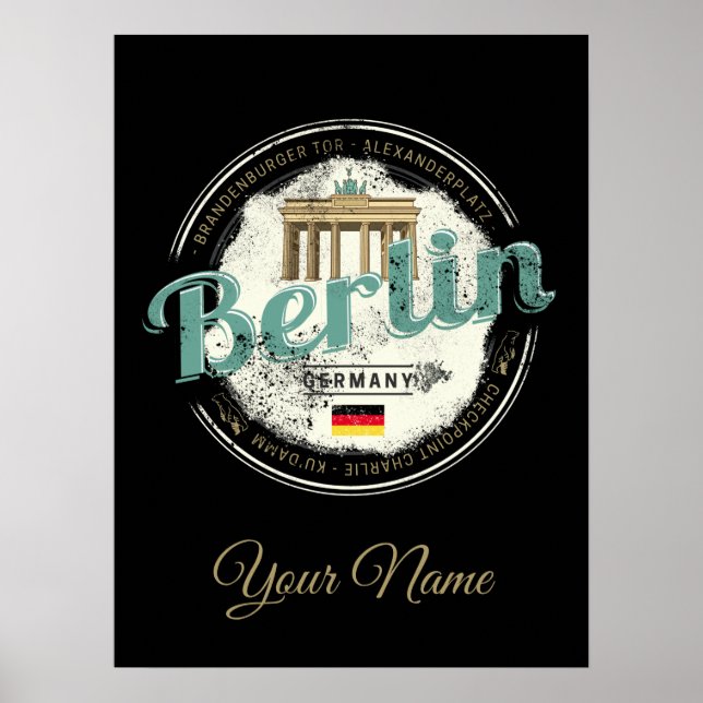 Poster Berlin Allemagne Porte de Brandebourg Souvenir Vin (Devant)