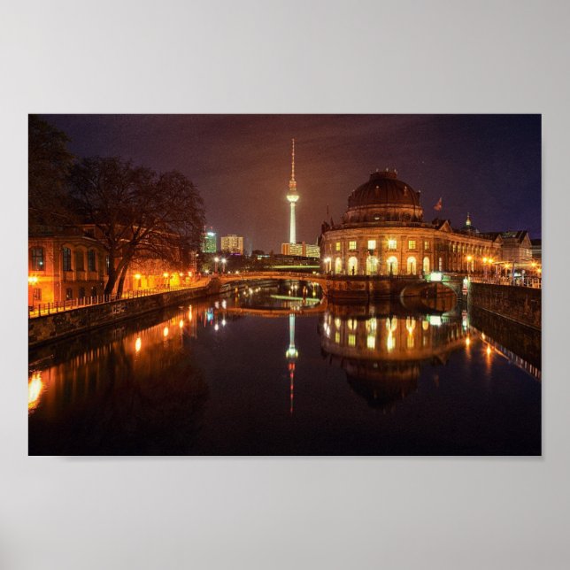 Poster Berlin Allemagne Skyline Nacht Fernsehturm (Devant)