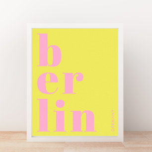 Poster Berlin Allemagne typographie moderne jaune rose