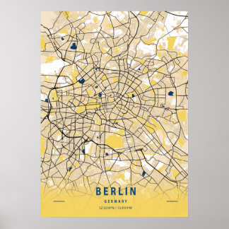 Poster Berlin - Germary Yellow City Map