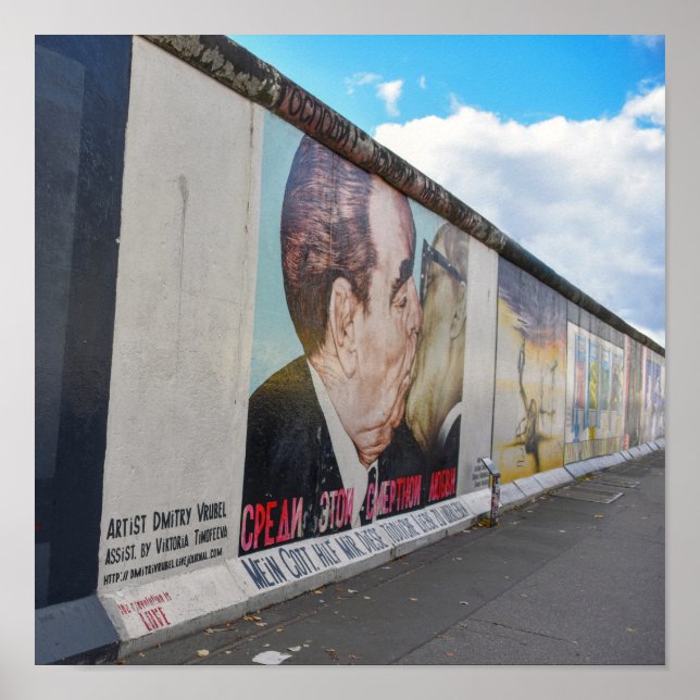 Poster Berlin Mural Kiss Mural, Allemagne (Devant)