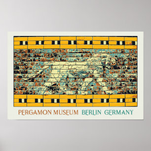 Poster Berlin Pergamon Musée illustration Allemagne Postc