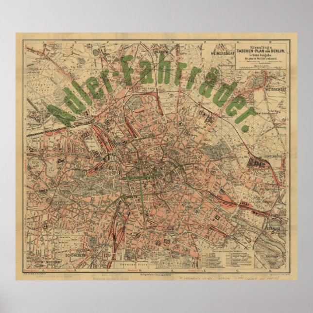 Poster Berlin Pocket Map c.1897 – Kiessling’s Plan (Devant)