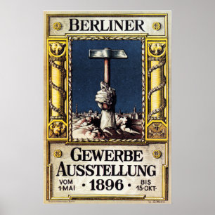 Poster BERLINER Gewerbe Ausstellung 1896 Exposition comme