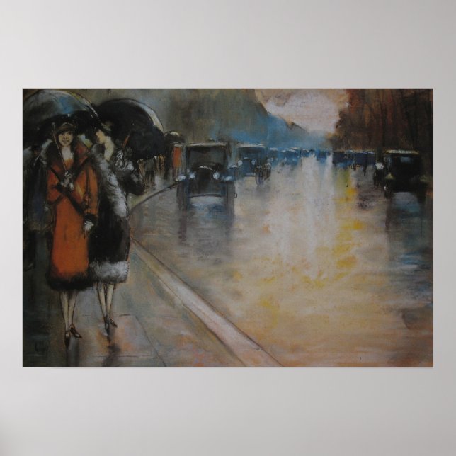 Poster Berliner Straße im Regen (Devant)