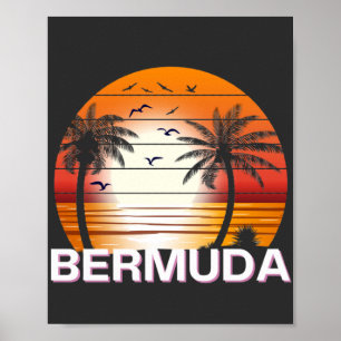 Poster Bermudes Palmiers Vintages Plage d'été