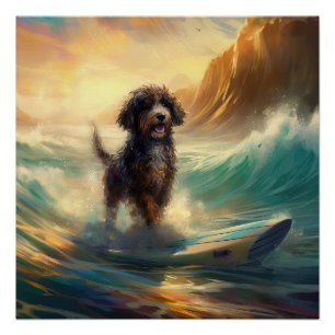 Poster Bernedoodle Beach Surf Peinture