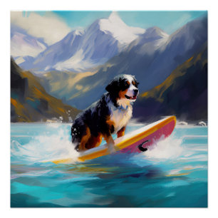 Poster Bernese Mountain Beach Surf Paining