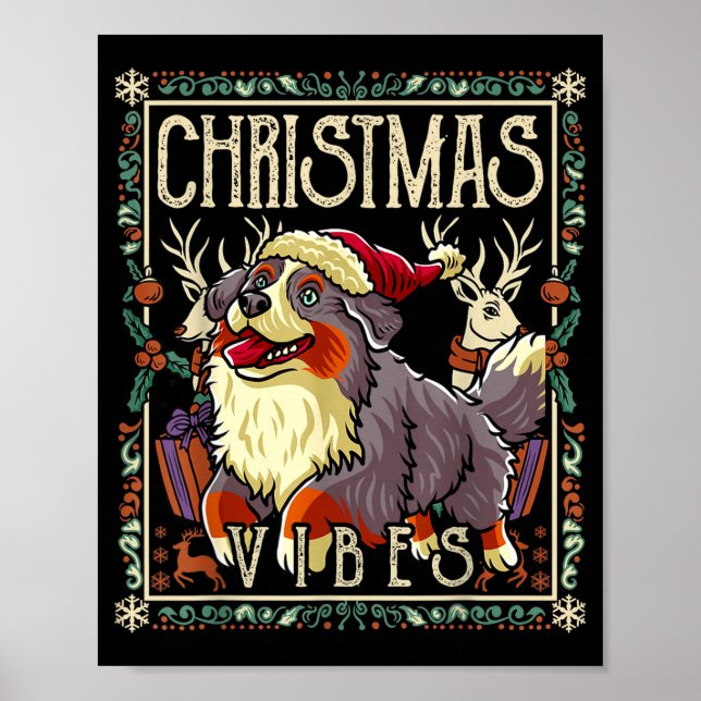 Poster Bernese Mountain Dog Christmas Vibes Dog Santa Cla (Devant)