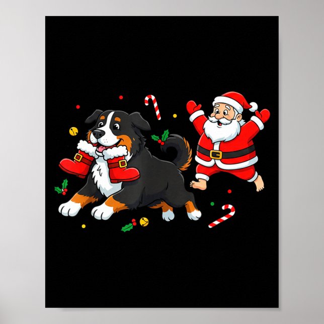 Poster Bernese Mountain Dog Santa Claus Boots Christmas W (Devant)