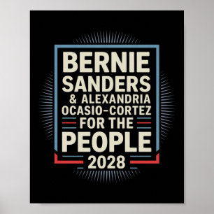 Poster Bernie Sanders Et Aoc 2028 Pour La Campagne Du Pré