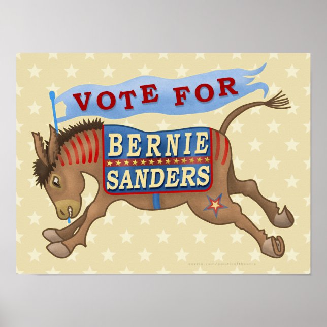 Poster Bernie Sanders Président 2020 Démocrate Donkey (Devant)