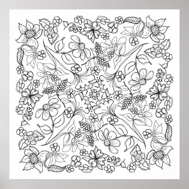 Poster Berries et fleurs Belle couleur moi (Devant)