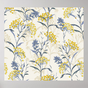 Poster Berries jaunes d'automne feuilles, coloré sans sou