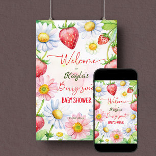 Poster Berry baby shower de fraise douce marguerite bienv