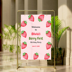 Poster Berry First Strawberry 1er anniversaire Bienvenue