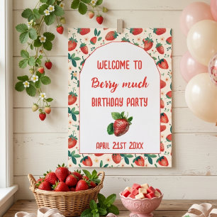 Poster Berry First Strawberry Girl 1er anniversaire fête