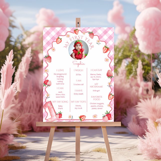 Poster Berry fraise 1er anniversaire Jalon de fête (Créateur téléchargé)