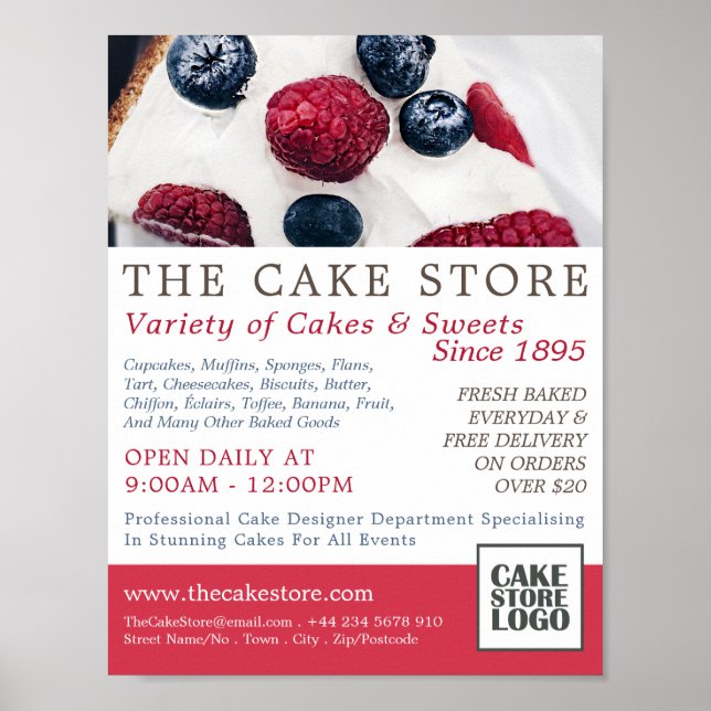 Poster Berry Pie, boulangerie, Cake Store Publicité (Devant)