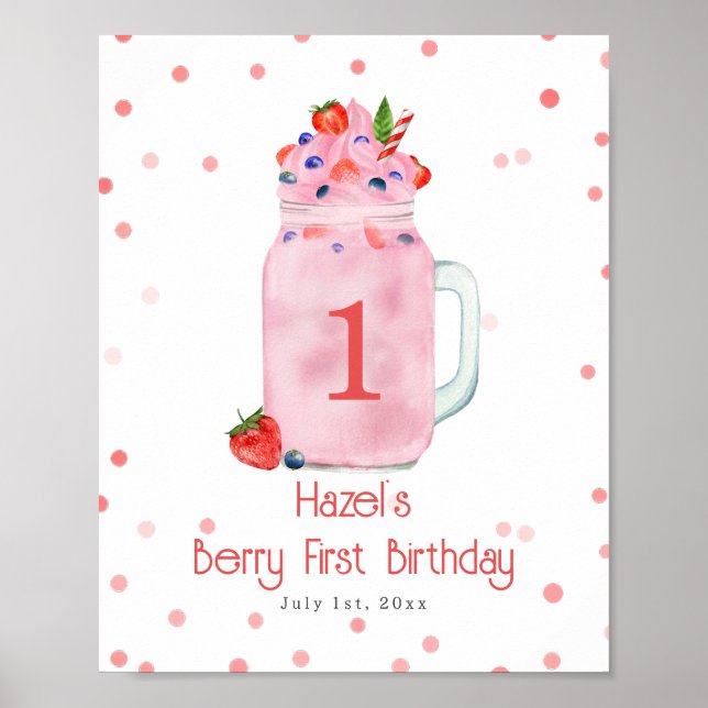 Poster Berry Premier anniversaire Fraise Smoothie (Devant)