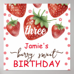 Poster Berry Sweet 3e aquarelle d'anniversaire