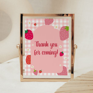 Poster Berry Sweet En vichy fraise Merci pour venir